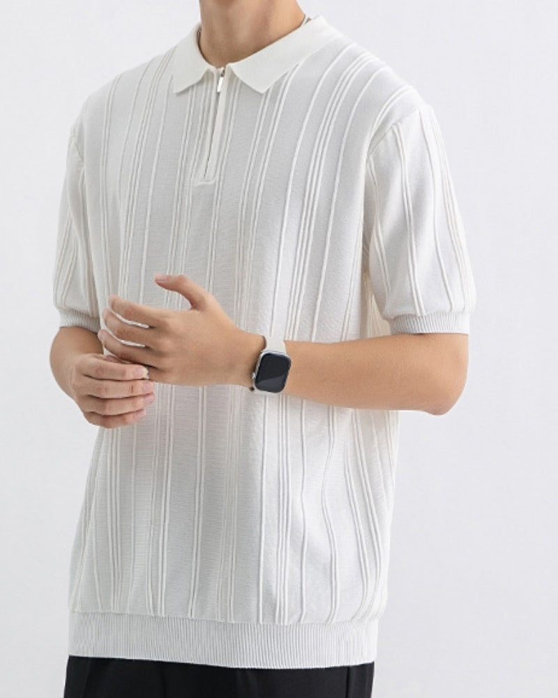 Polo Signature em Tricô com Zíper
