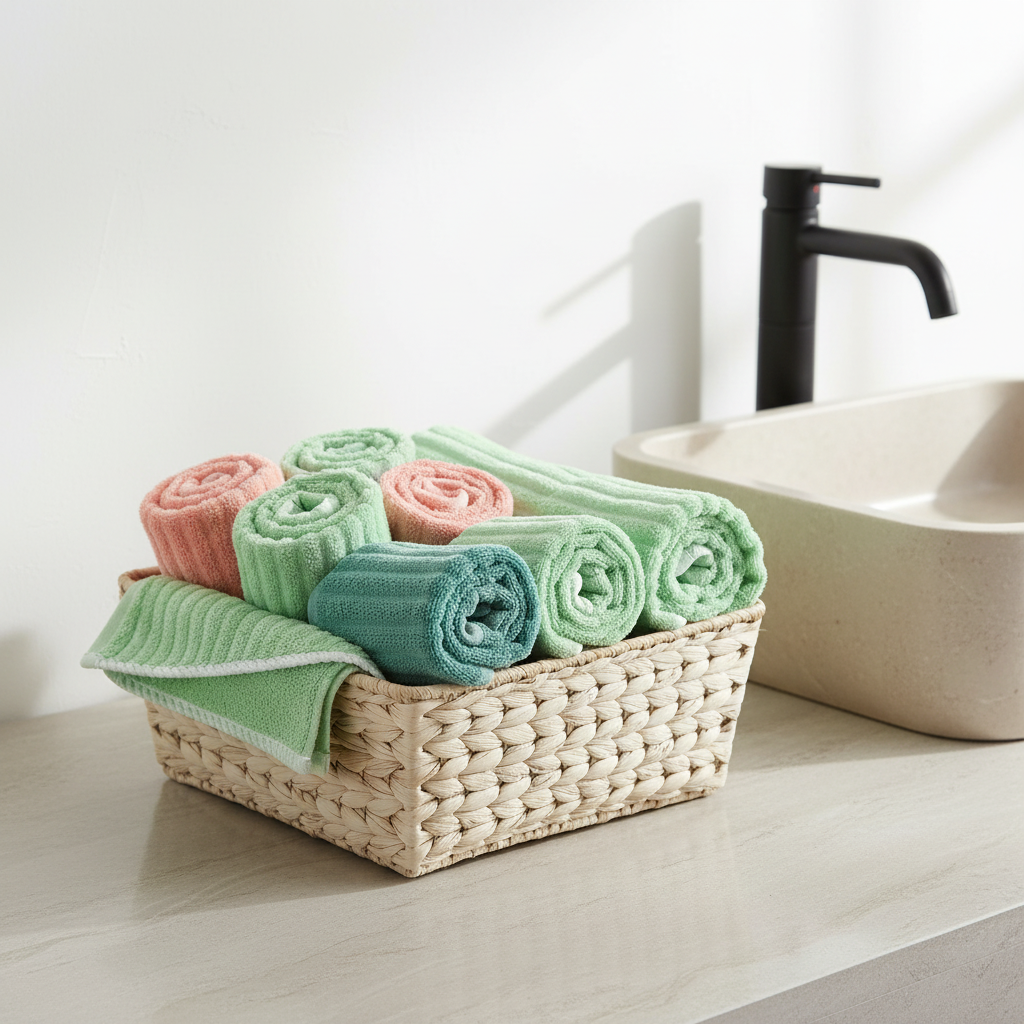 Kit de Toalhas Listradas Absorventes em Fleece Coral para o Rosto